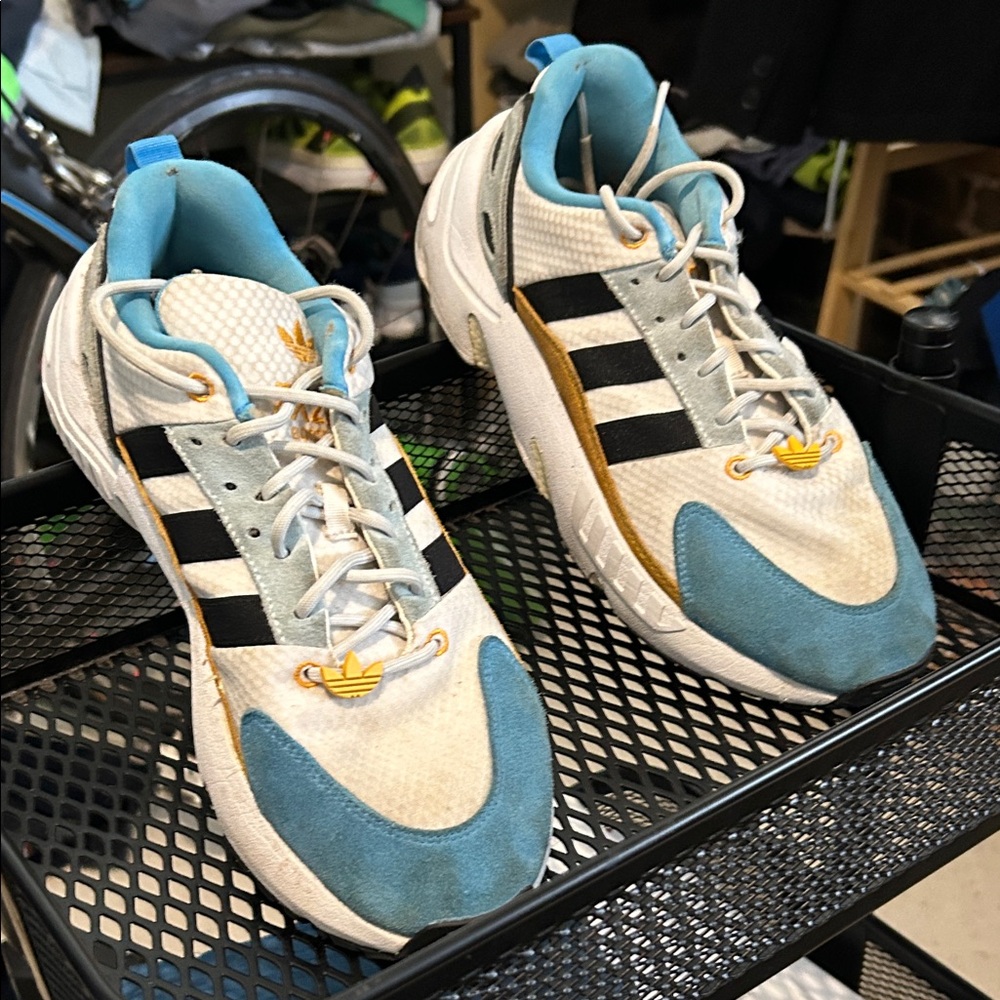 adidas White and Blue Athletic Shoes